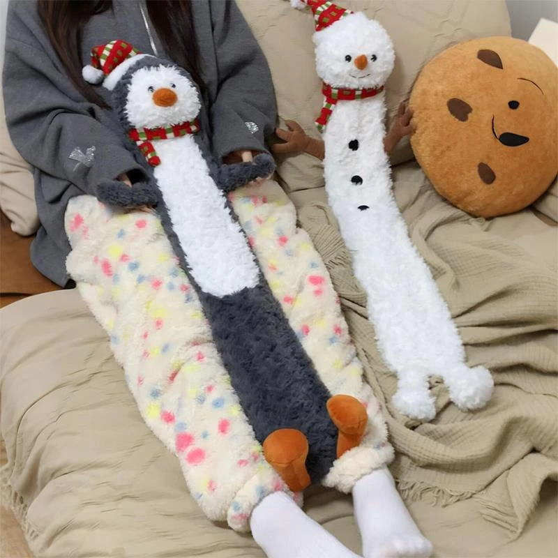 圣诞公仔发光唱歌热水袋注水毛绒套长条暖水袋被窝专用暖宝宝暖脚