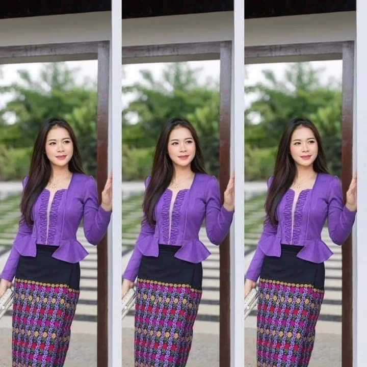 缅甸傣族女服装 现货成品套装 "上衣后面拉链‘’裙子扣子