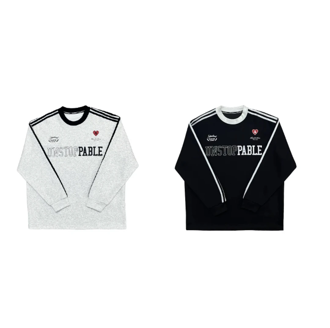 【子政同款】黑灰两色前印花时尚字母杠杠美式长袖儿童卫衣秋款312