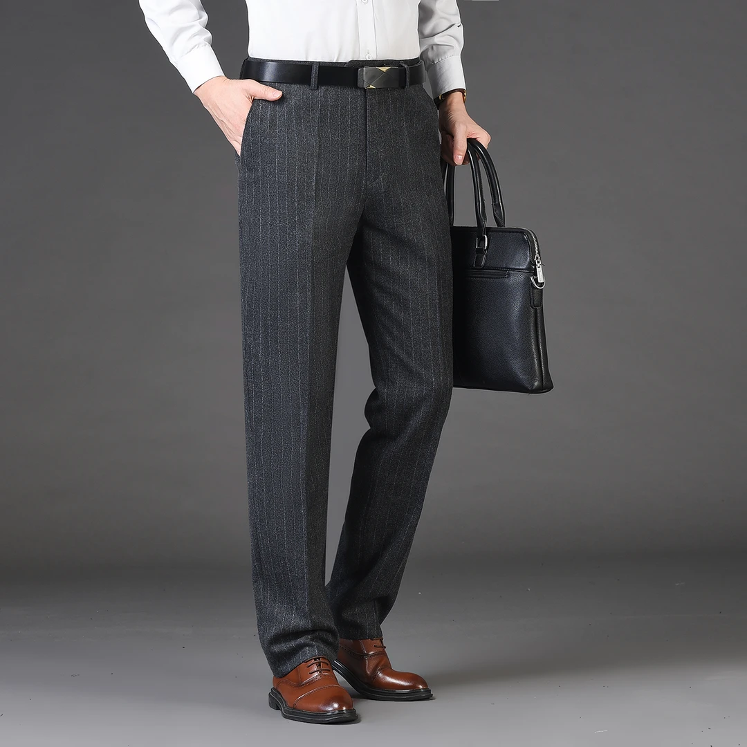 西裤男秋冬新款男裤宽松高腰裤免烫垂感西装裤品质男裤中年西服裤