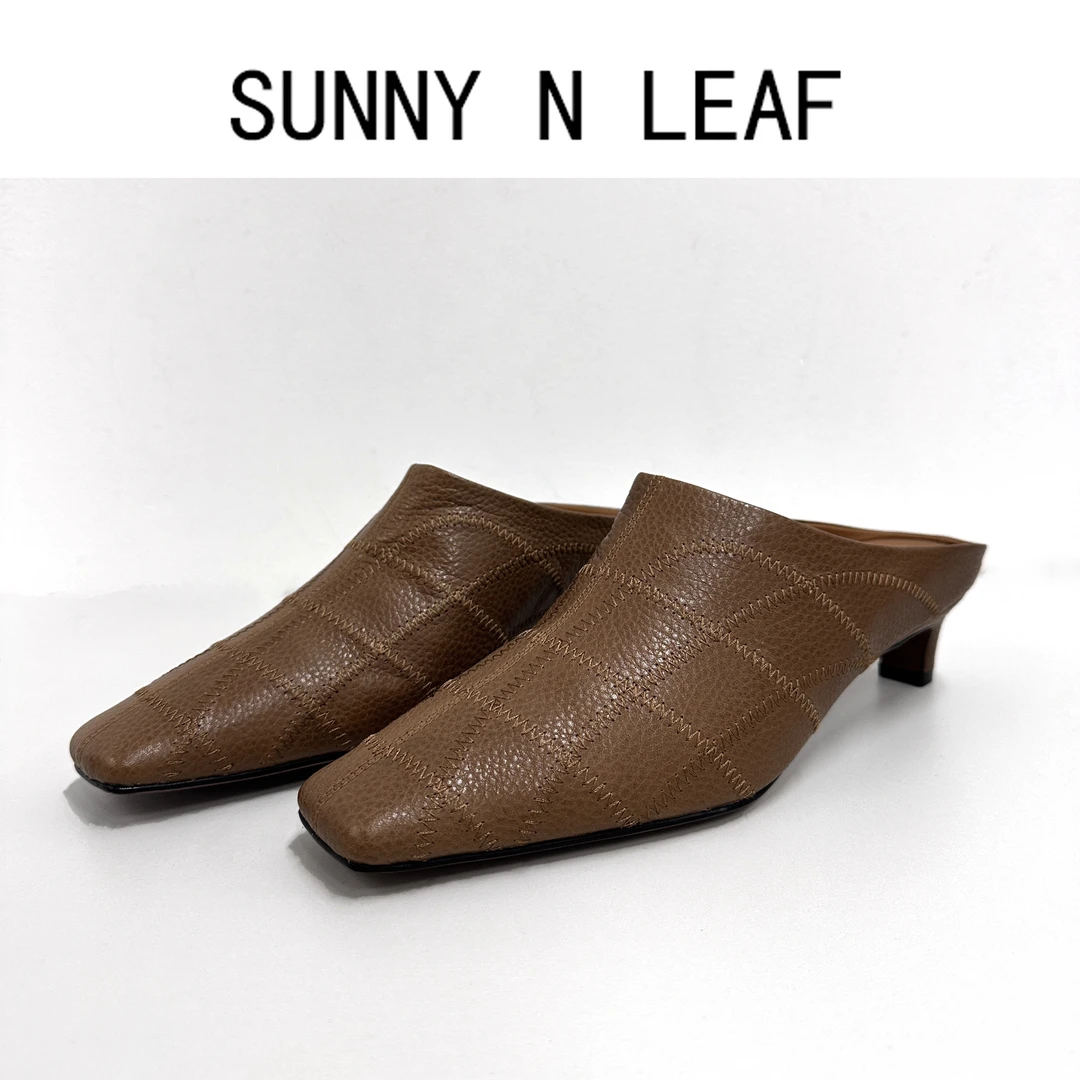 新款真皮包头高跟半拖鞋     ZB-3320-6