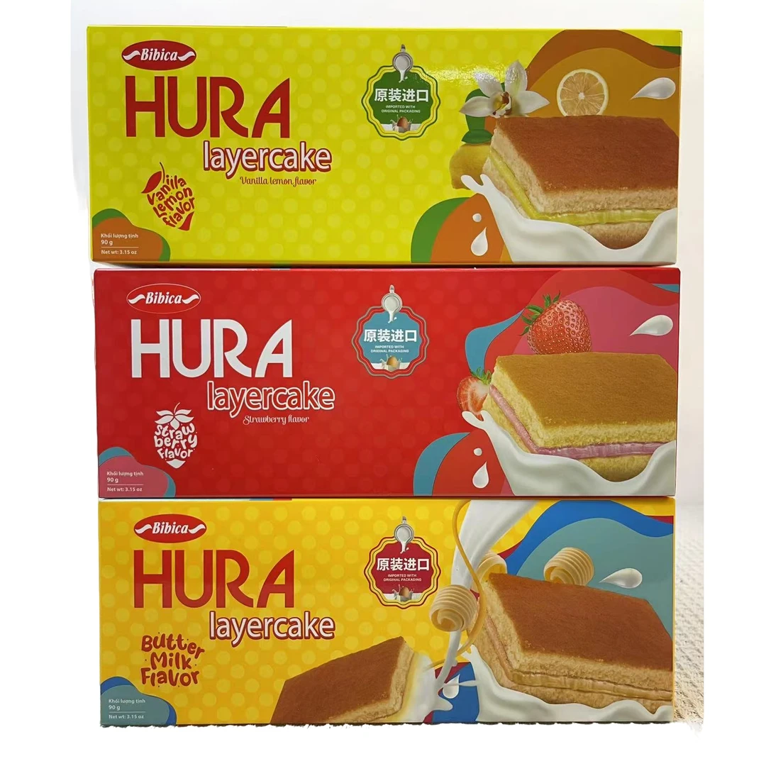 越南原装进口bibica蛋糕90g黄油牛奶味草莓味香草柠檬味