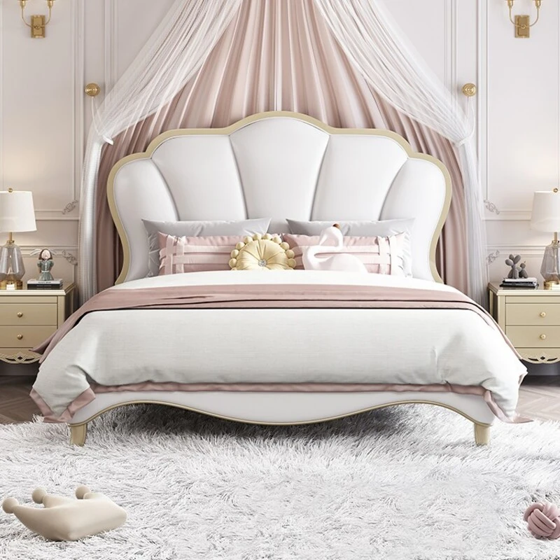 美式实木床轻奢现代简约1.5米婚床公主床双人床1.8储物主卧花瓣床