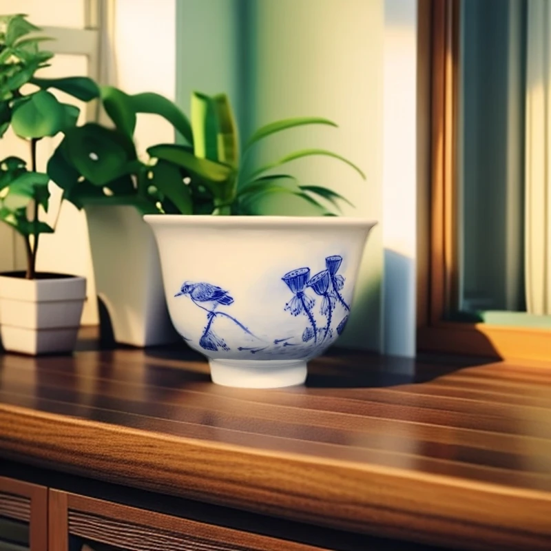 九段烧  妙手青花  青花莲蓬小铃铛杯