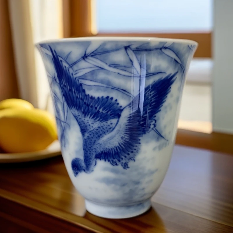 续真  青花平沙落雁花神杯 主人杯