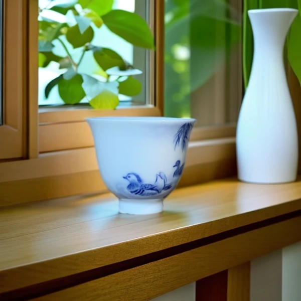 九段烧 妙手青花 青花鸳鸯一口杯