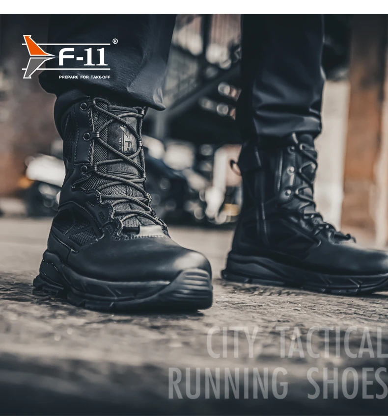 F11绝影高帮男士运动休闲黑色超轻防滑战术跑鞋爆款户外体训登山