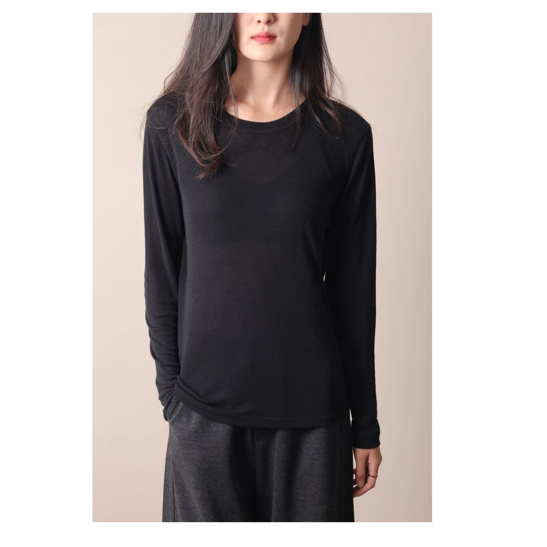 既是/JISHI女装爆品打底衫女内搭【圆领套头打底衫宽松】简约纯色