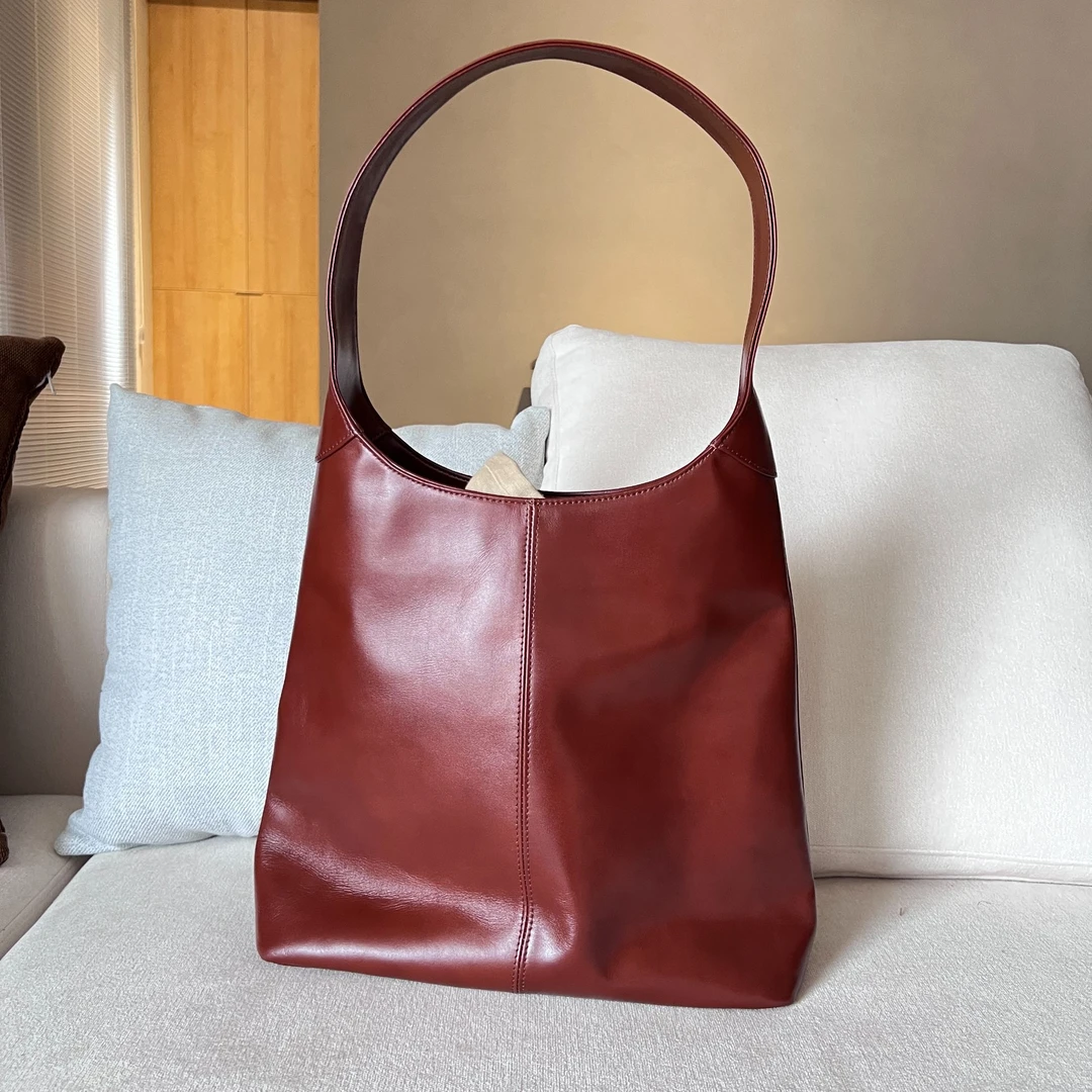 既是/JISHI极简新品【牛皮托特包】真皮休闲时尚小众单肩女士背包