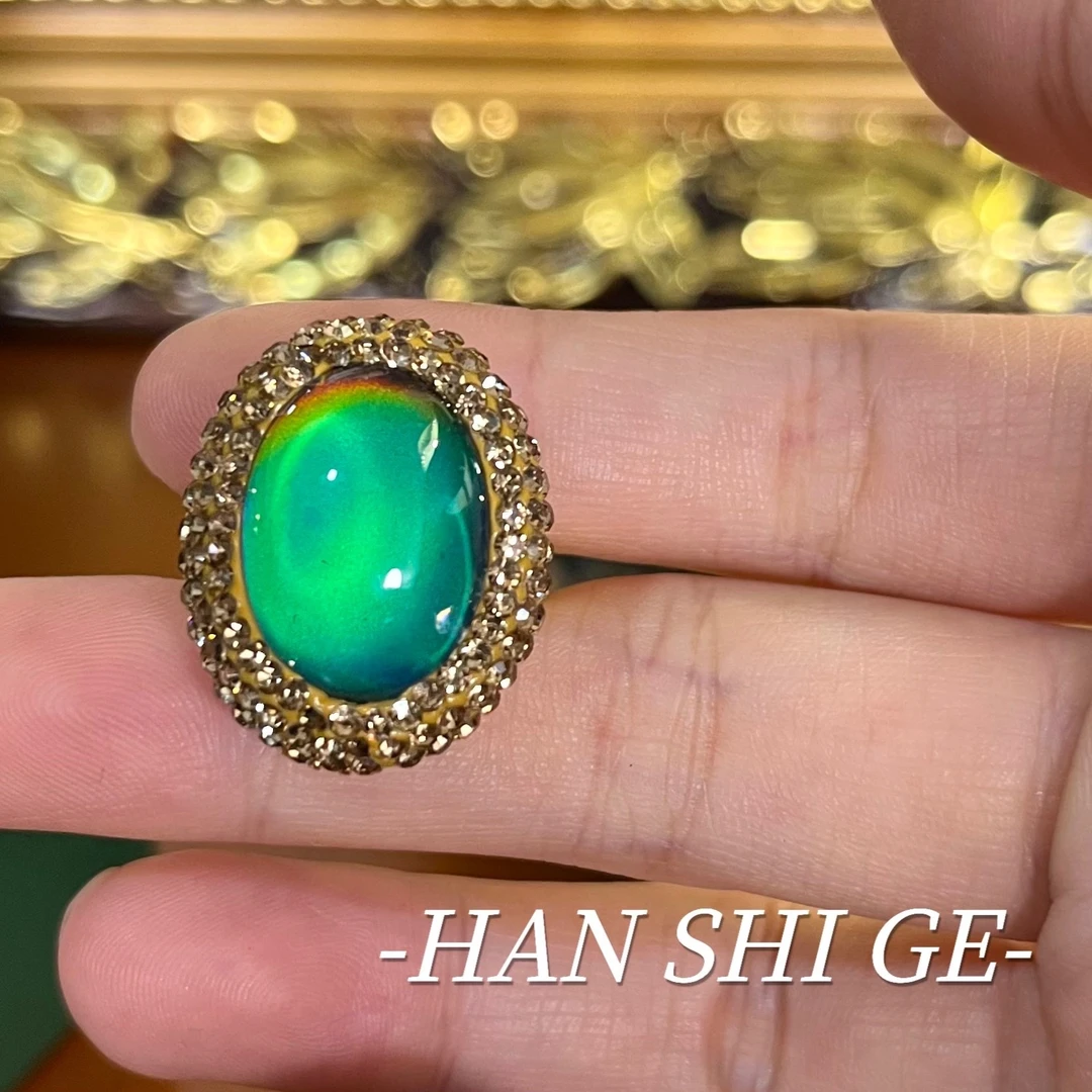 铜合金戒指 C308温感变色套装戒指耳钉项链