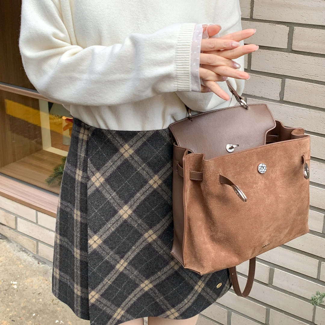 法儿家韩国限定【格纹画报】 FS412X011复古格纹短裙