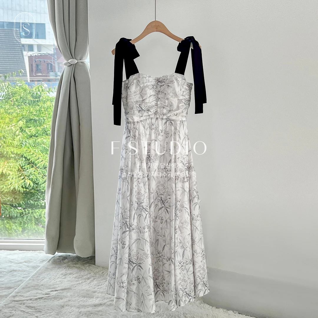 法儿家韩国限定「新品」【海岛花境】撞色吊带连衣裙FS405L073