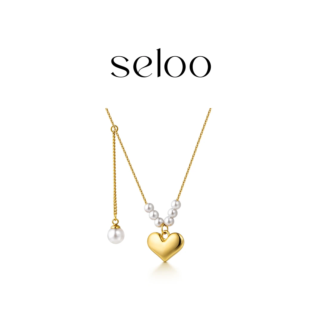 铜项链 SELOO【爱心珠坠项链】SE407X322