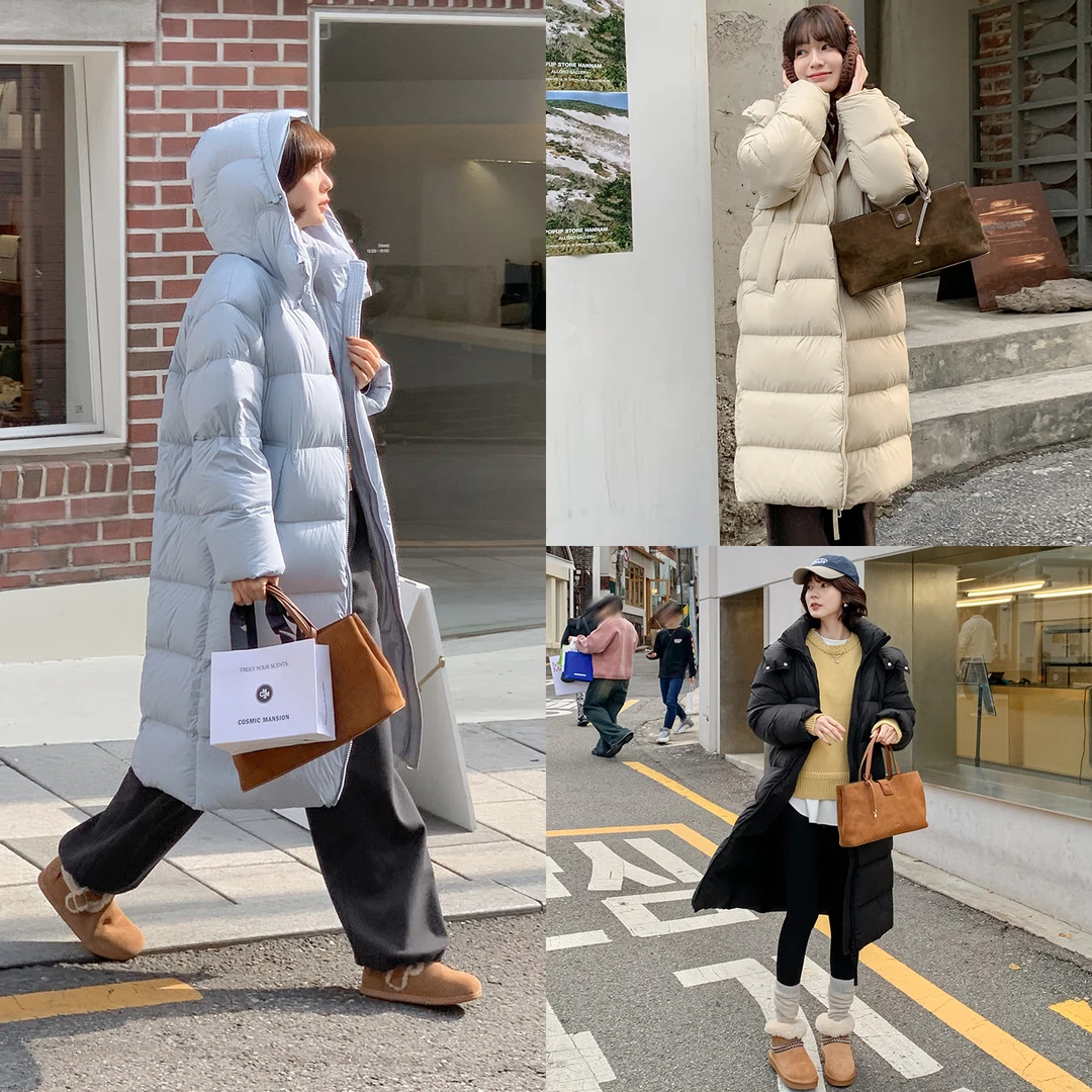 法儿家韩国限定【雪域鹅绒】【新品】FS410W068立领连帽长款鹅绒服