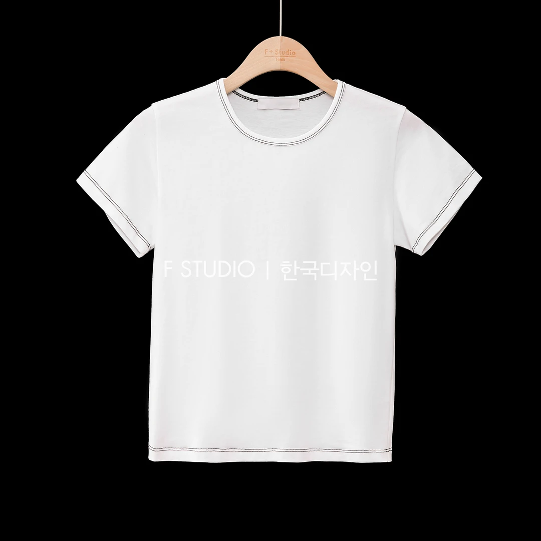 法儿家韩国限定「新品」【手绘Tee】撞色明线T恤FS403S017