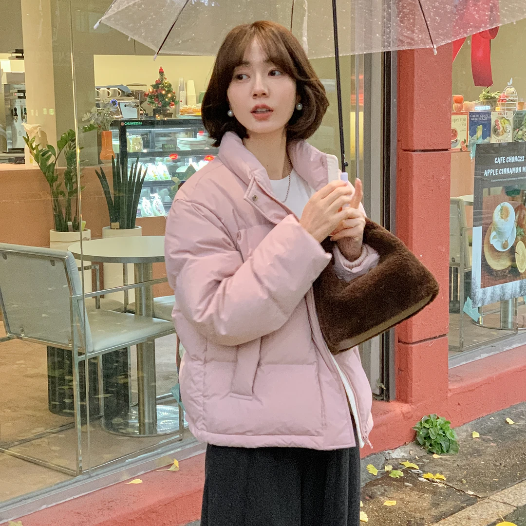 法儿家韩国限定【粉樱布丁】FS411W015立领羽绒服