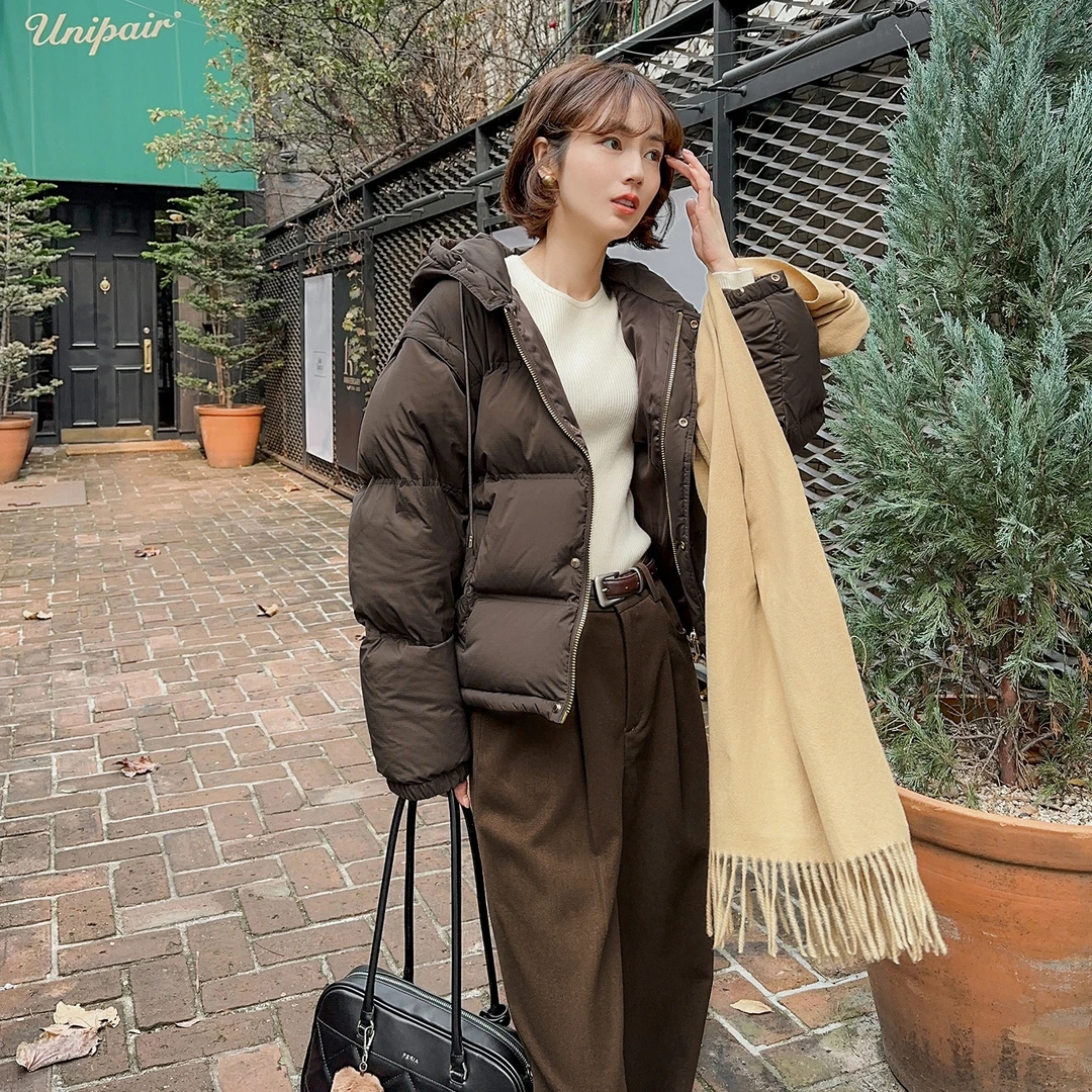 法儿家韩国限定【生巧小金扣】可拆卸短款时尚百搭鹅绒服FS310W040