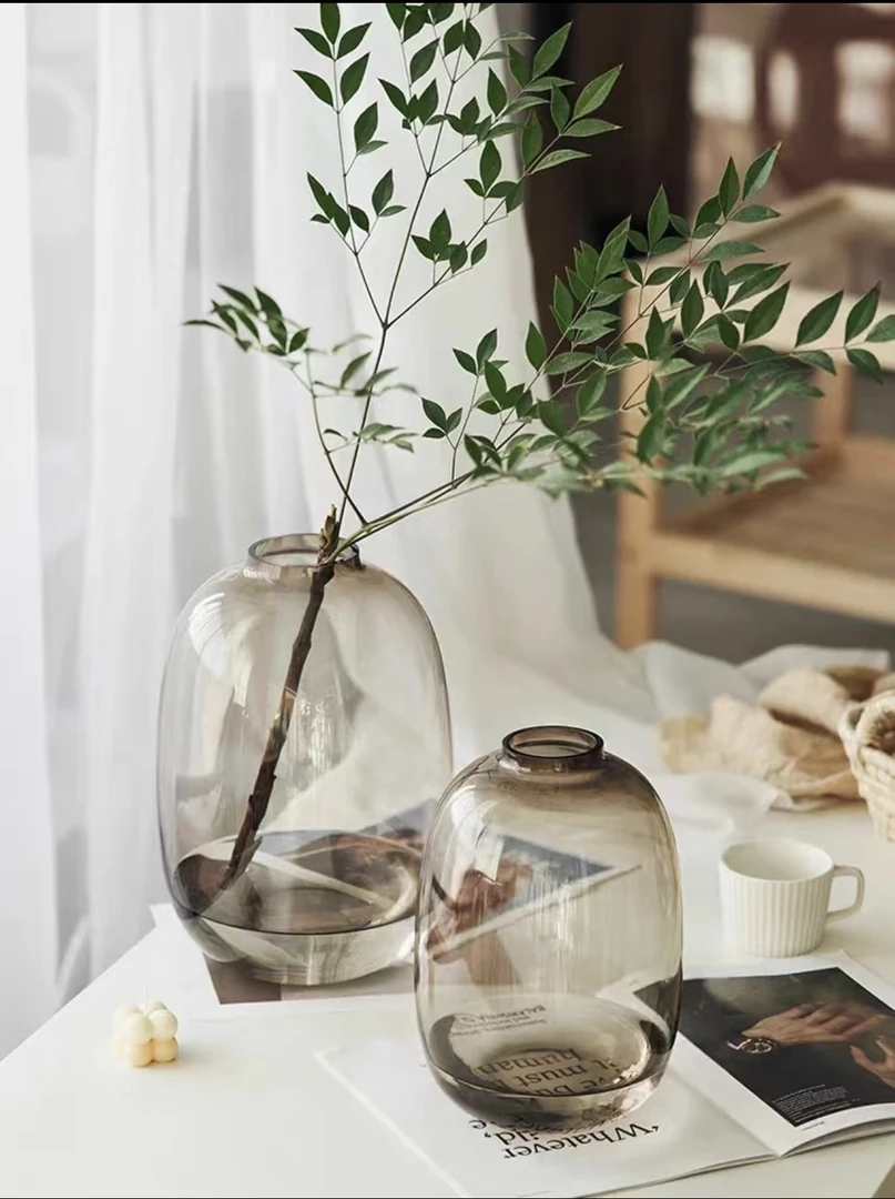 【喜悦】大肚玻璃花瓶简约经典款摆件客厅卧室落地花器浪漫