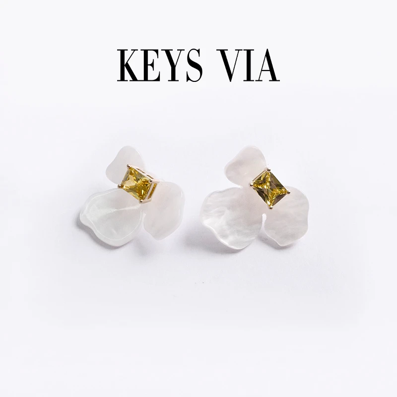 KEYS VIA 铜合金合成锆石项链 两戴耳饰 手工时尚简约甜美坠链