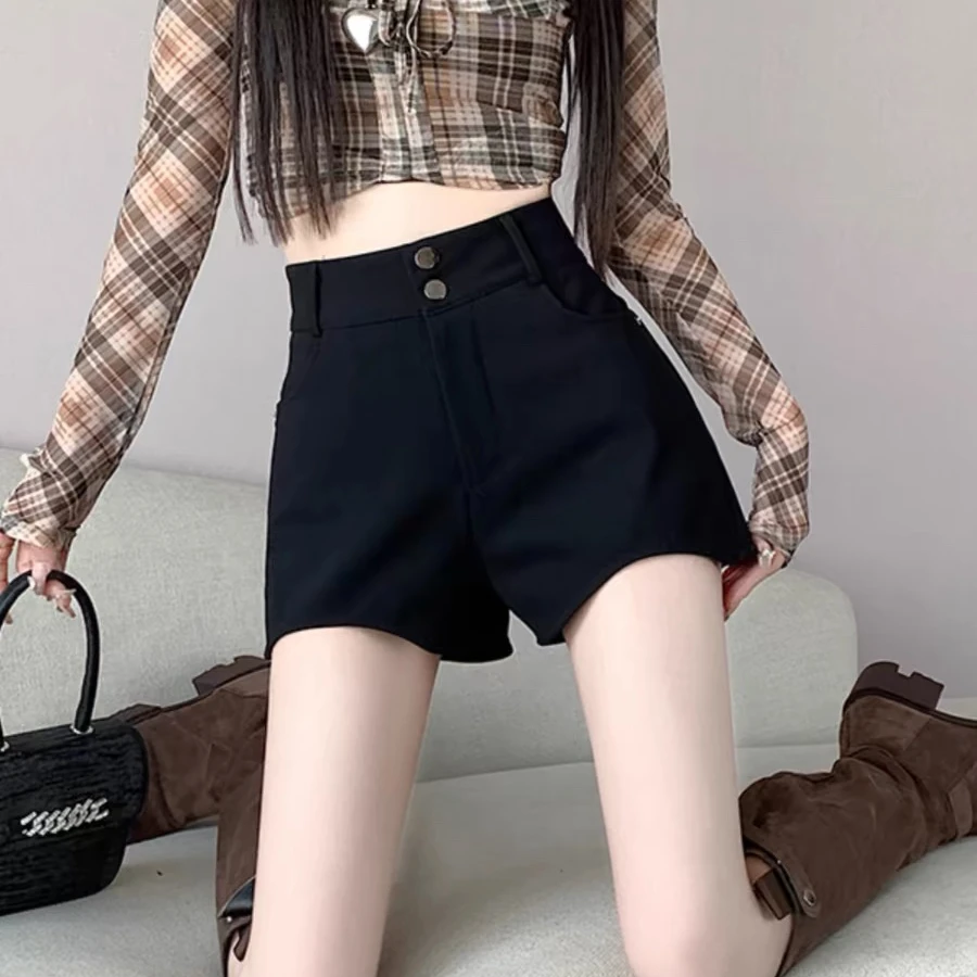 黑色西装短裤女春夏2024新款外穿小个子高腰弹力显瘦休闲打底热裤