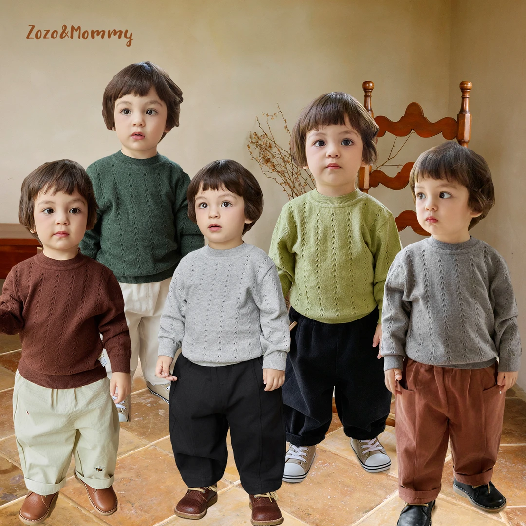 【福利款】【软调暮夕】早秋儿童宝宝7.3%山羊绒镂空提花毛衣