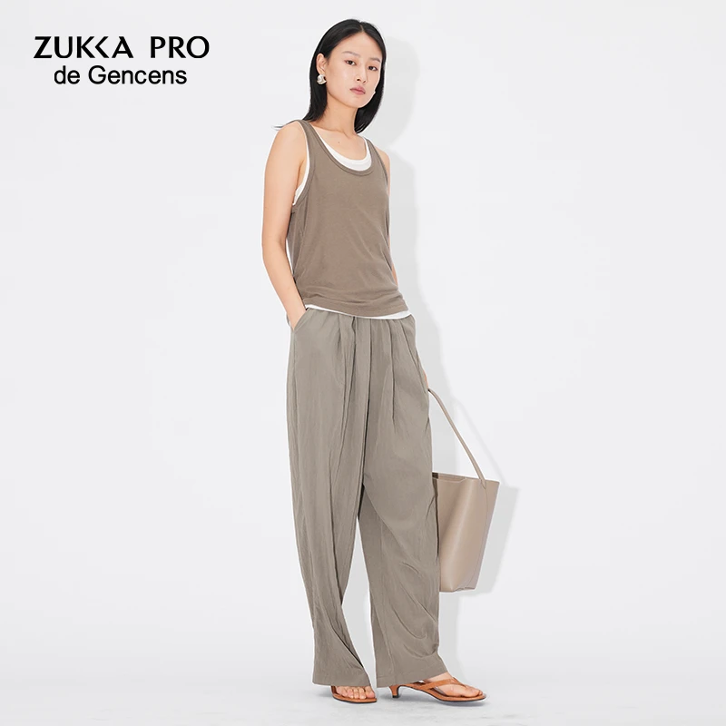 ZUKKA PRO两件套叠穿背心女夏季新款休闲U领上衣