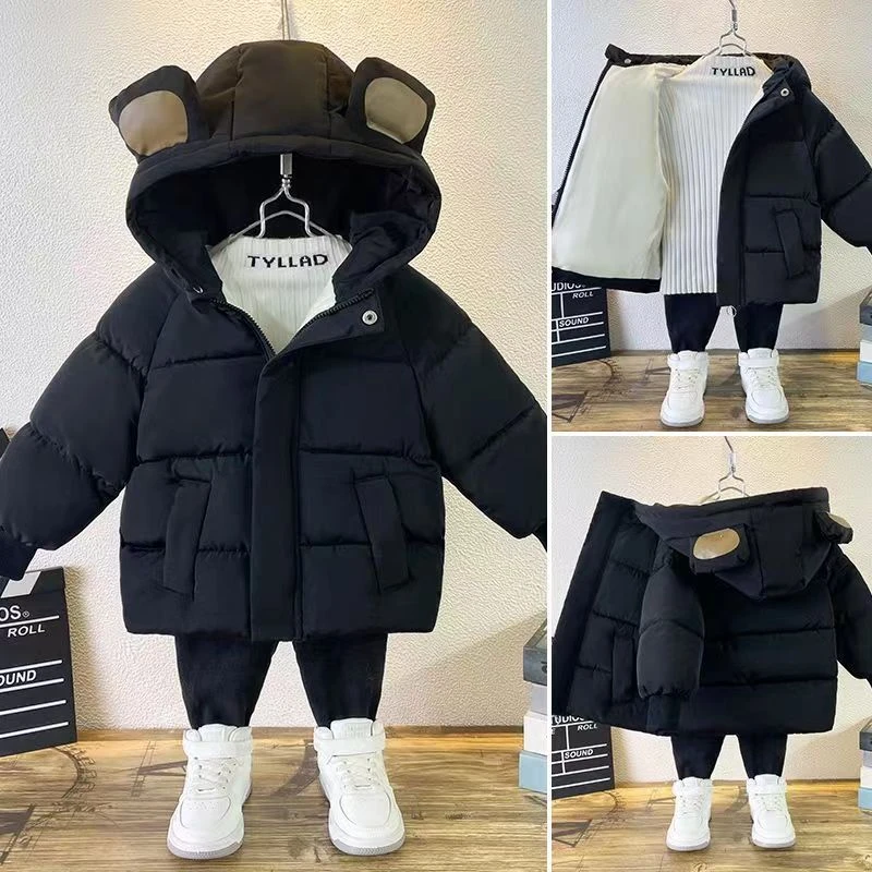 男童冬装棉衣2023新款韩版儿童卡通加绒加绒童装棉服加厚棉袄外套