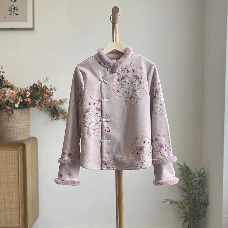 4034《碎花铃》原创新中式文艺毛边衬衫气质斜襟上衣