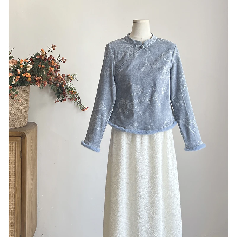 4057《晓》原创中国风秋冬国文艺重工立领长袖气质上衣