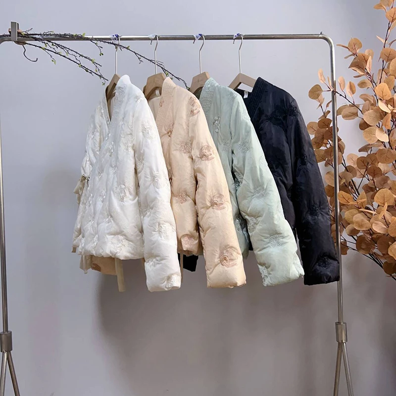 2916《飞花似梦》原创新中式轻国风年轻气质改良长袖外套羽绒服