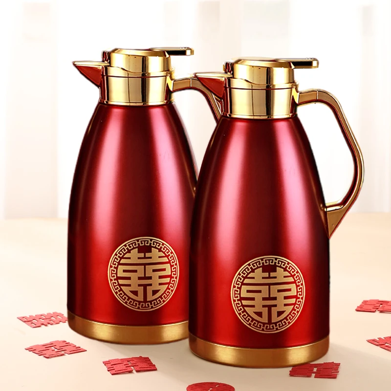 保温水壶保温瓶真空保温壶大红喜庆保暖壶婚庆不锈钢结婚用品大全