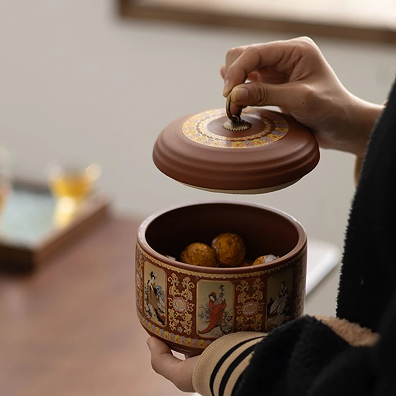 紫砂茶叶罐四大美人