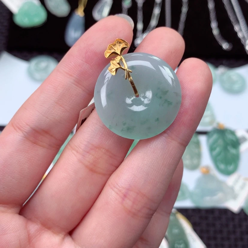 【闪购商品】翡翠颈饰18K金镶嵌12587