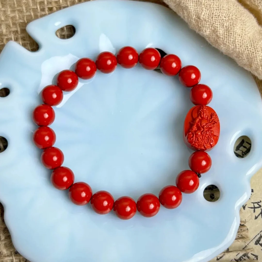 含辰砂工艺品【正品朱砂】高含量原矿砂手串十二生肖本命佛守护神