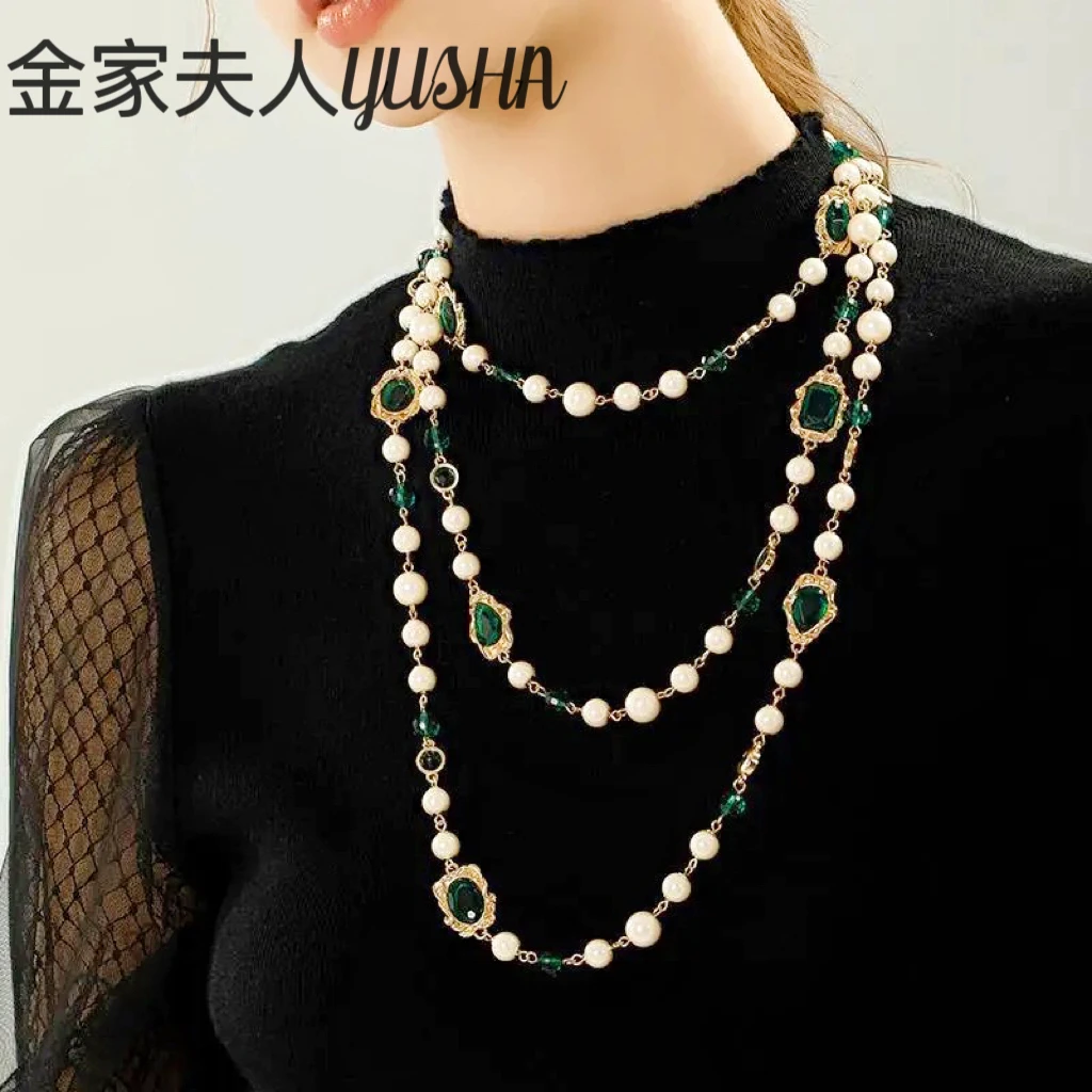 合金耳饰 金家夫人YUSHA 【高品质双层】新款毛衣链 项链 SP234