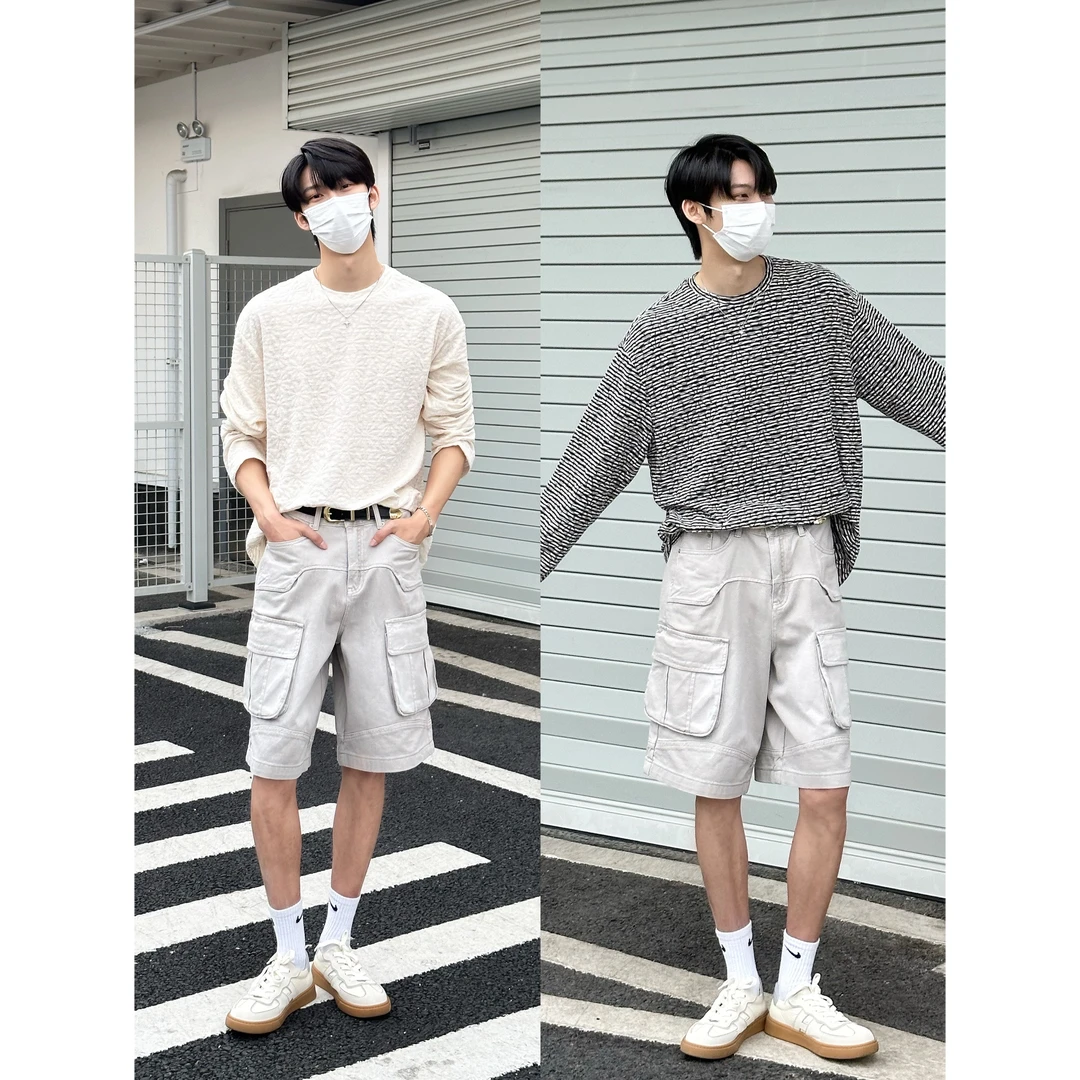 春夏韩国定制面料提花工艺宽松ins男女同款小雏菊廓形长袖防晒T恤