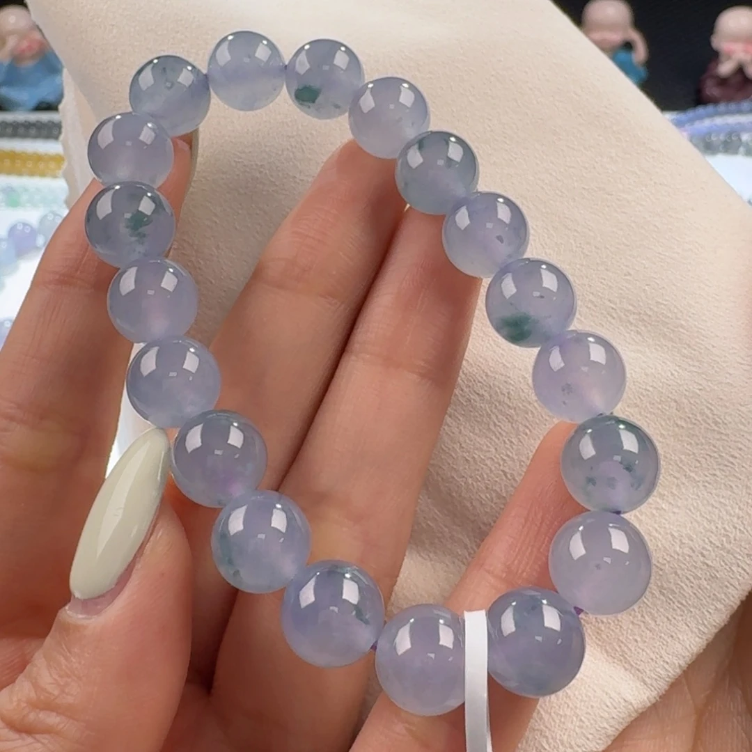 翡翠颈饰未镶嵌力推高冰蓝紫飘花单圈10mm