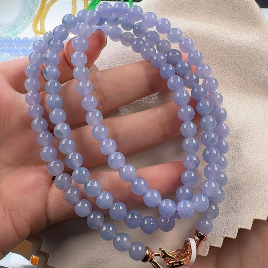 翡翠手链未镶嵌冰胶妖紫项链卡6.5 大漏！