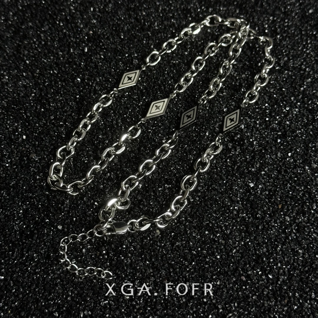 钛钢项链 星芒菱形不掉色钛钢项链小众个性时尚手工百搭素款男女