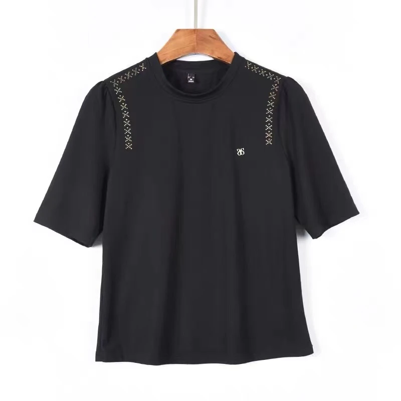 【琴宝精选】休闲百搭时尚打底夏季女士T恤圆领春夏D-1997