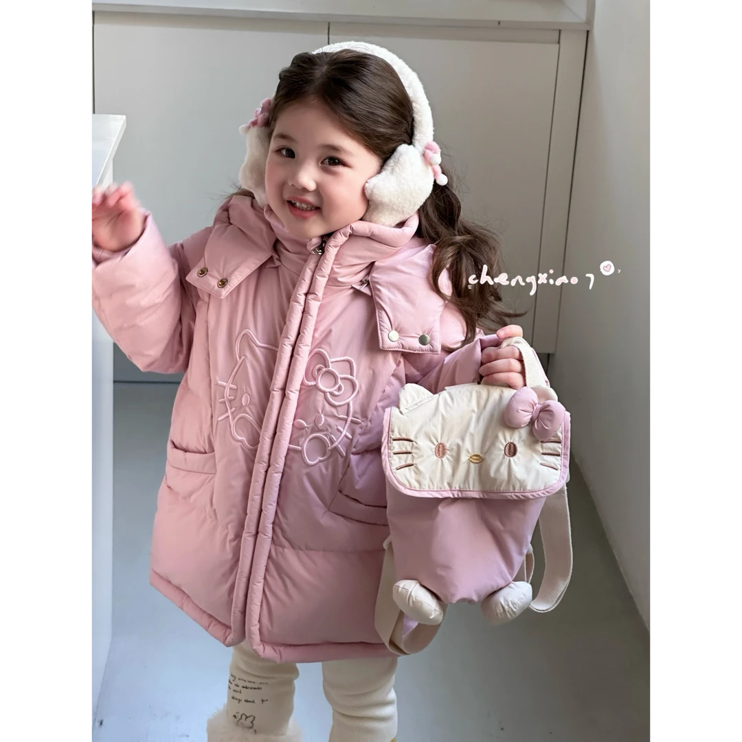 【非质量问题不退换】CXQ粉色背包羽绒服KT猫赠送双肩背包随单发走