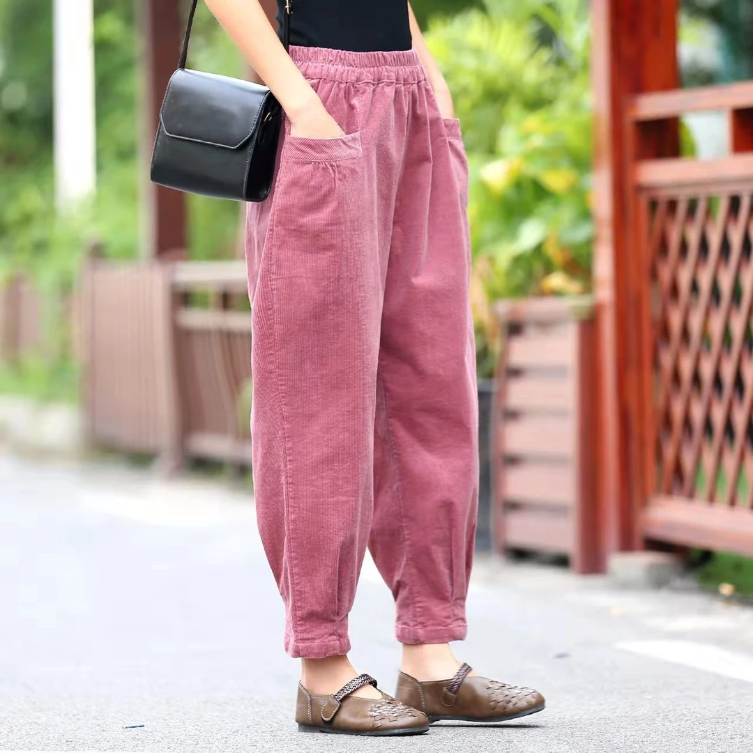 2022新款灯芯绒哈伦裤休闲裤宽松裤子