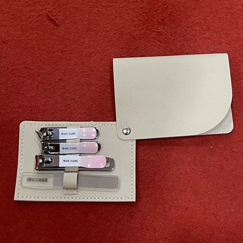 【补贴专属】渐变粉斜口平口指甲剪大号指甲刀便携玻璃锉修甲四件套