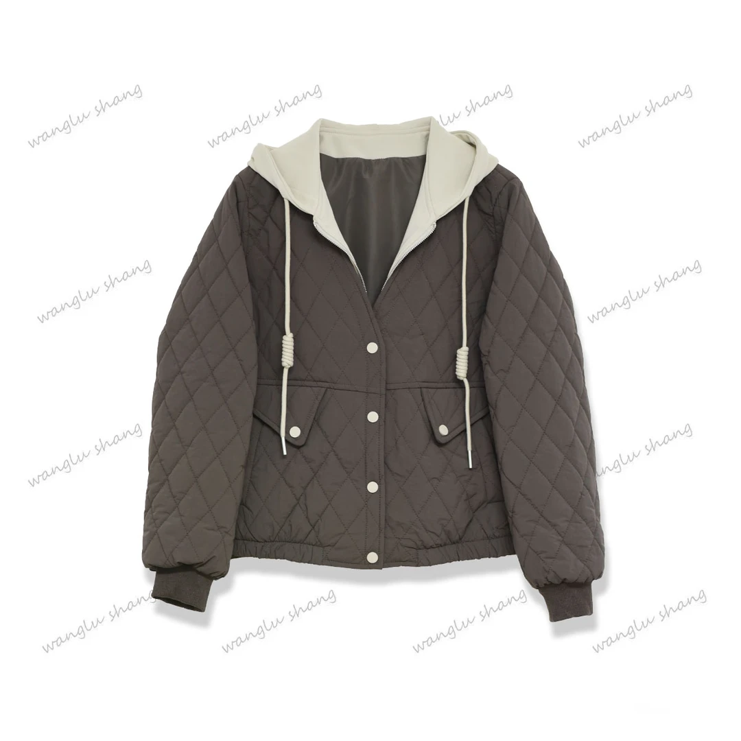 露赏 撞色拼接洋气连帽棒球服棉服