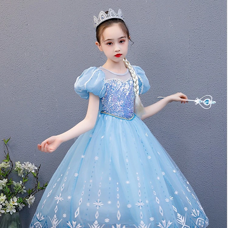 冰雪奇缘儿童爱莎生日礼服公主裙（送皇冠魔法棒）