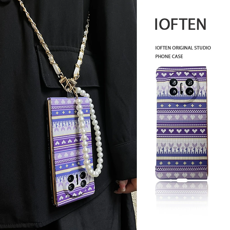 IOFTEN适用华为matex5手机壳matex3折叠屏爱心印花手提斜跨保护壳