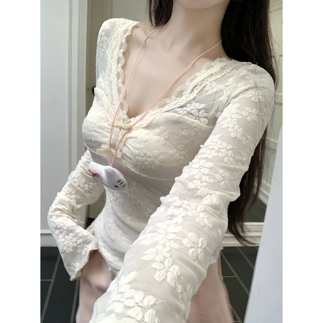 瑞茜·威瑟斯 心事日记 纯欲风修身外穿设计感长袖打底衫R3210W