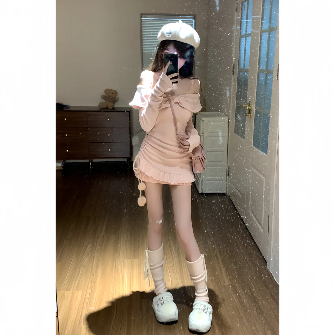 瑞茜·威瑟斯 软糯小猫咪 纯欲风性感针织吊带连衣裙R2132-1L