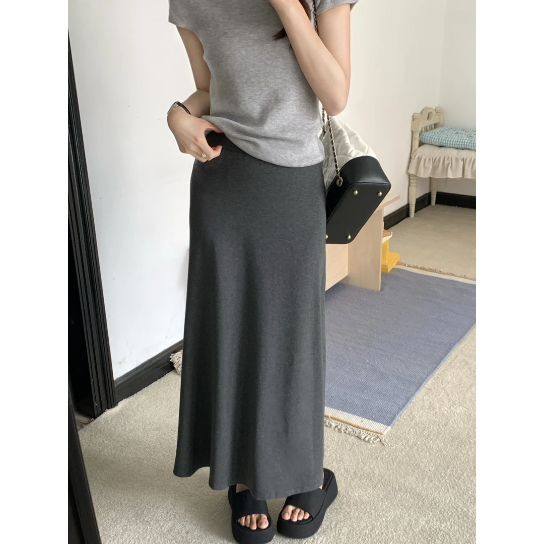 【不显瘦轻欧感】深灰色半身裙女春季中长款包臀鱼尾裙长裙遮腿粗