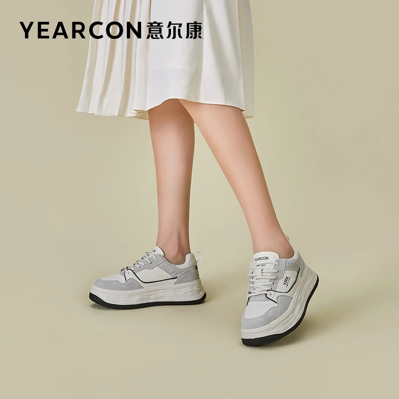 意尔康女鞋29233W春季面包鞋厚底百搭休闲溶解小白鞋女板鞋单鞋